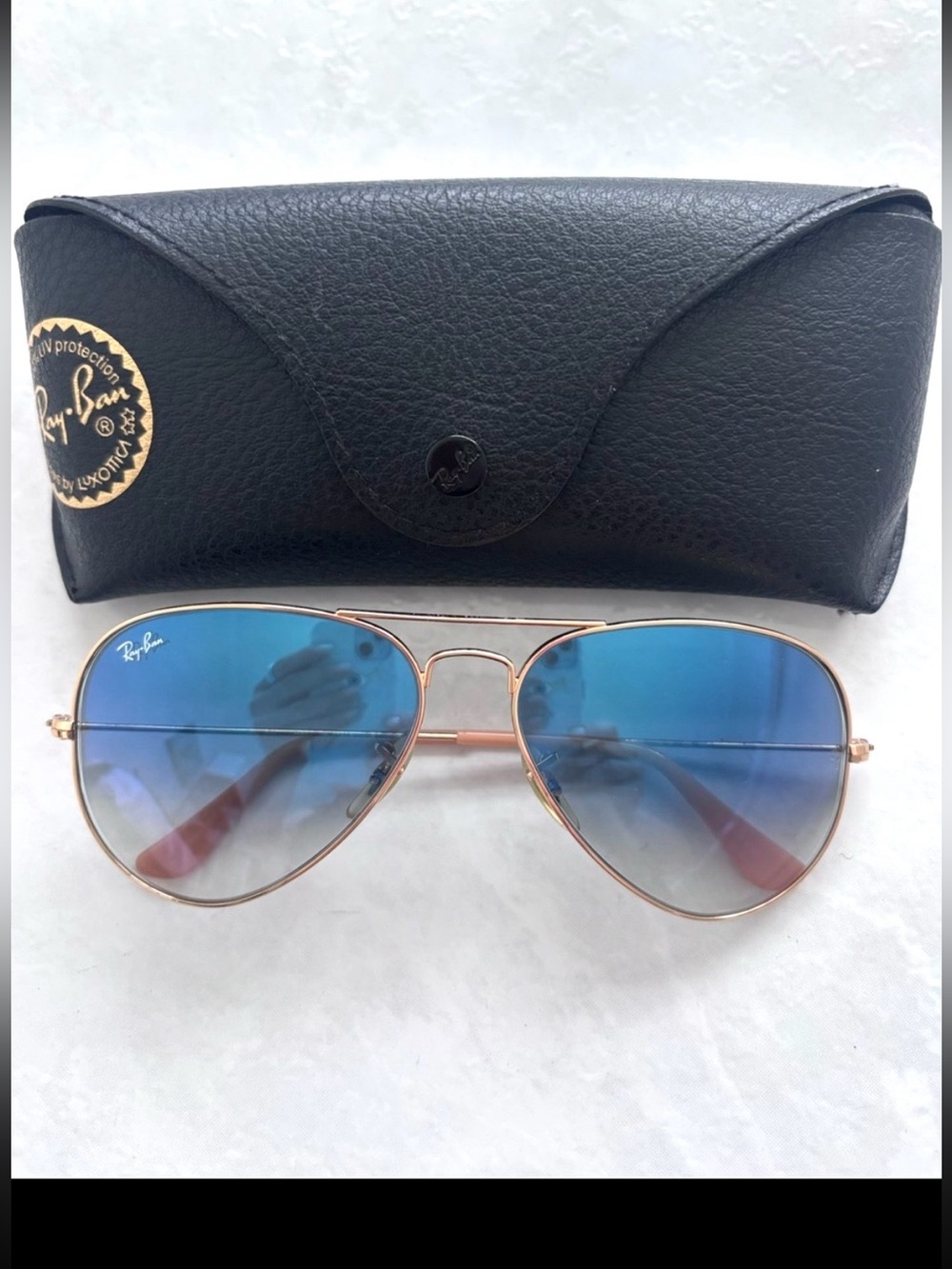 Ray-Ban Arista Aviator Sunglasses RB3025 Polished Gold/Light Blue Gradient 58mm